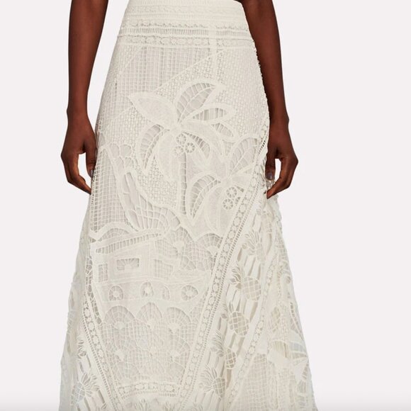 FARM Rio White Lace Guipure Midi Skirt - Picture 2 of 16